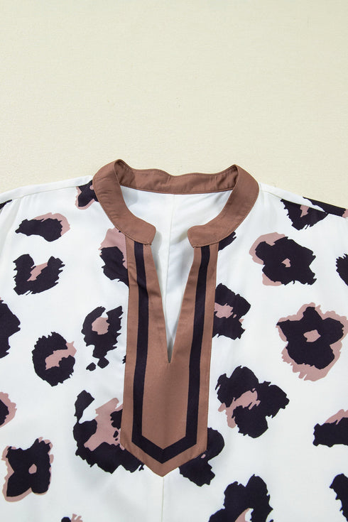 All Over Leopard Print Western V Neck Shift Mini Dress