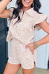 All Over Leopard Print Western Zip Polo Short Set