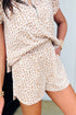 All Over Leopard Print Western Zip Polo Short Set