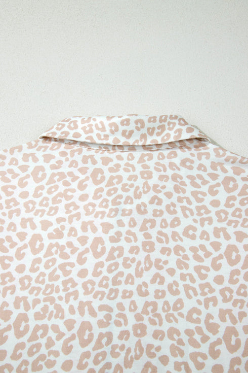 All Over Leopard Print Western Zip Polo Short Set
