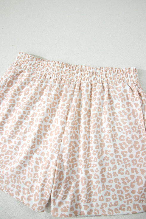 All Over Leopard Print Western Zip Polo Short Set