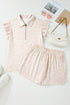 All Over Leopard Print Western Zip Polo Short Set
