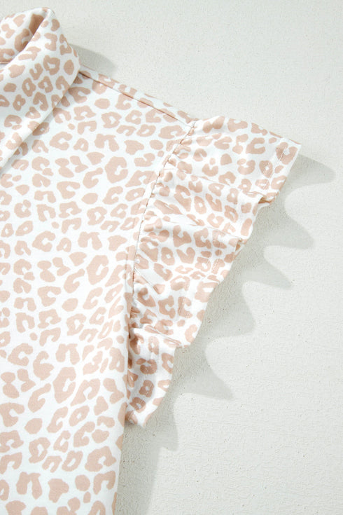 All Over Leopard Print Western Zip Polo Short Set