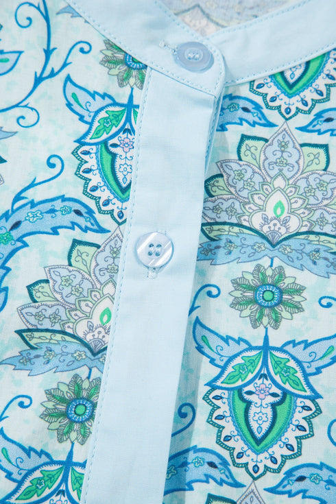 All Over Paisley Print Puff Sleeve Bohemian Shirt
