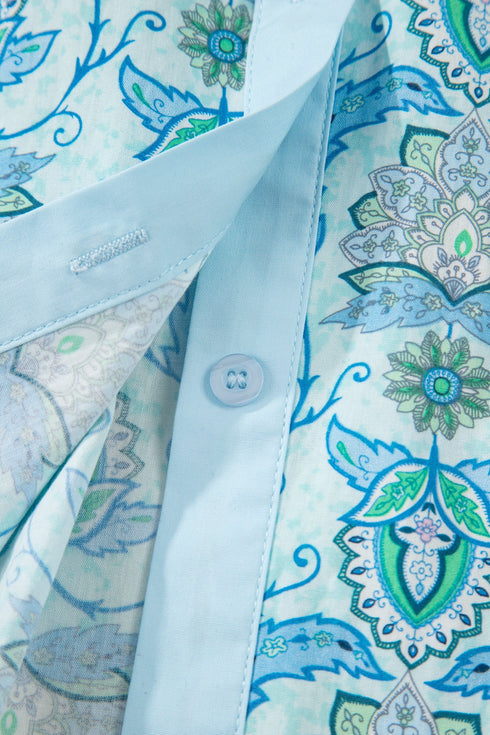 All Over Paisley Print Puff Sleeve Bohemian Shirt