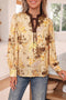 All Over Paisley Tie Neck Bohemian Long Sleeve Blouse