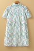 All Over Print Collared Short Sleeve Shift Floral Dress