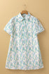All Over Print Collared Short Sleeve Shift Floral Dress
