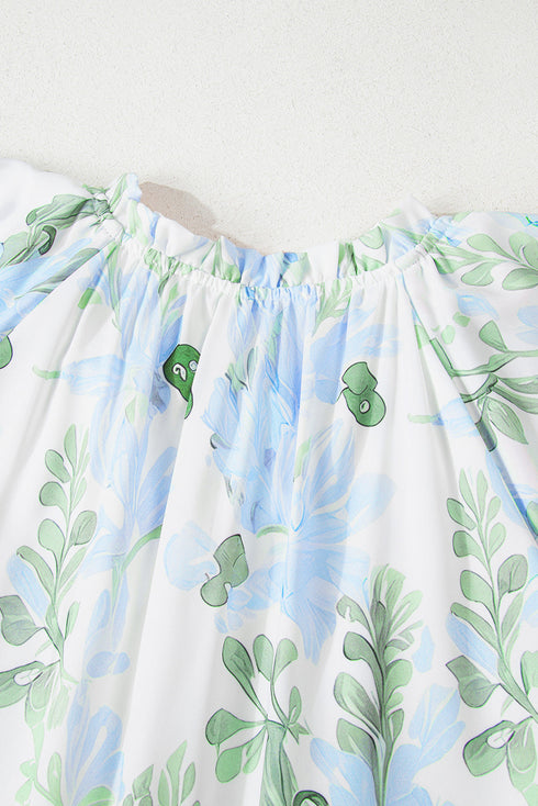 All Over Print Layered Short Sleeve Mini Floral Dress