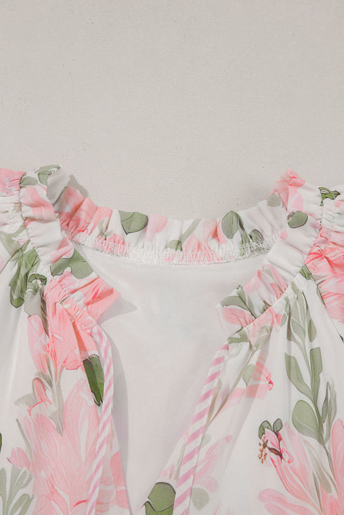 All Over Print Layered Short Sleeve Mini Floral Dress