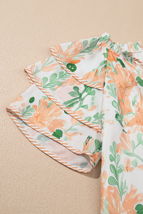 All Over Print Layered Short Sleeve Mini Floral Dress