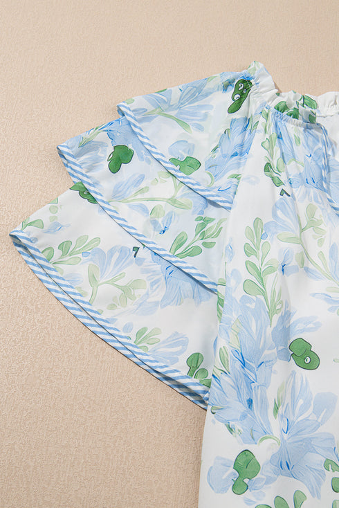 All Over Print Layered Short Sleeve Mini Floral Dress