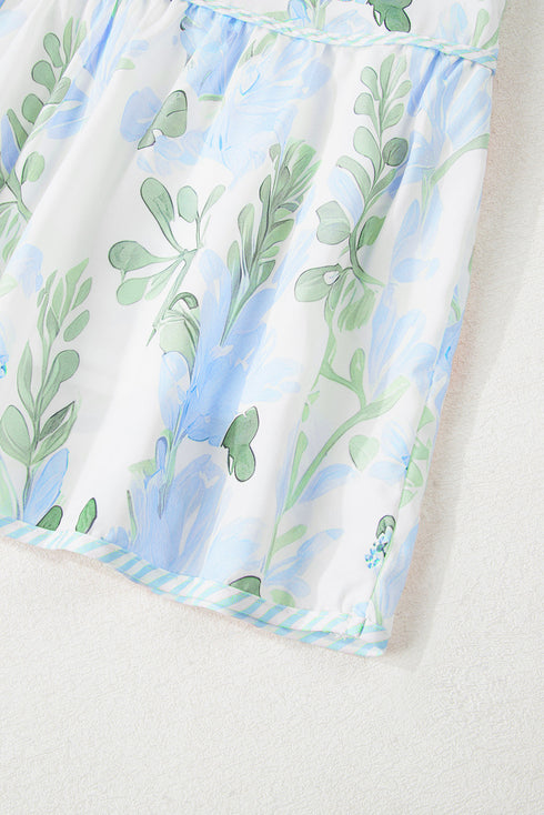 All Over Print Layered Short Sleeve Mini Floral Dress