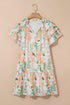 All Over Print Layered Short Sleeve Mini Floral Dress