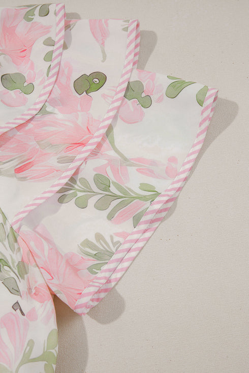 All Over Print Layered Short Sleeve Mini Floral Dress