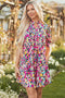 All Over Print Puff Sleeve Mini Floral Dress