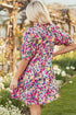 All Over Print Puff Sleeve Mini Floral Dress