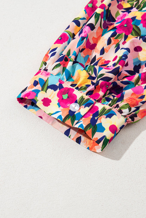 All Over Print Puff Sleeve Mini Floral Dress