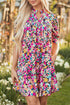 All Over Print Puff Sleeve Mini Floral Dress