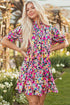 All Over Print Puff Sleeve Mini Floral Dress
