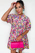 All Over Print Puff Sleeve Mini Floral Dress