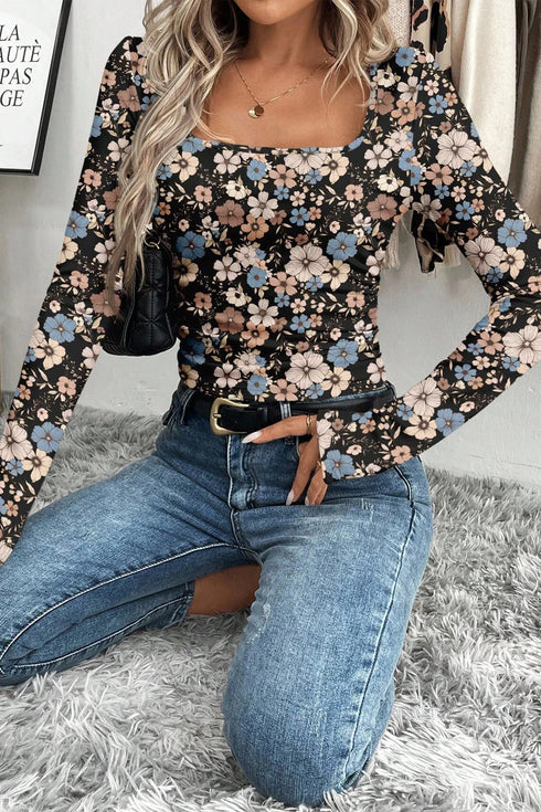 All Over Print Slim Long Sleeve Top
