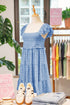 All Over Print Smocked Flutter Sleeve Tiered Floral Dress