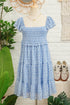 All Over Print Smocked Flutter Sleeve Tiered Floral Dress