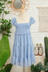 All Over Print Smocked Flutter Sleeve Tiered Floral Dress