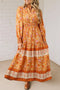 All Over Print Smocked Waist Bohemian Long Sleeve Floral Dress