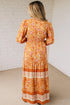 All Over Print Smocked Waist Bohemian Long Sleeve Floral Dress