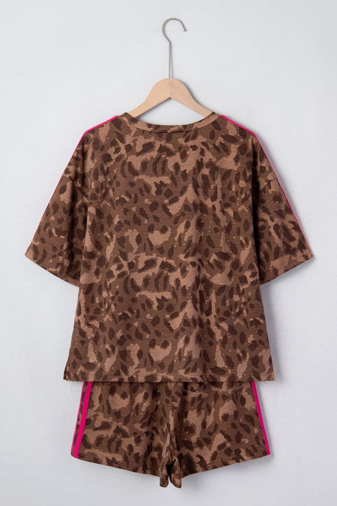 All Over Print Western Patchwork Leopard Striped Short Set