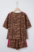 All Over Print Western Patchwork Leopard Striped Short Set