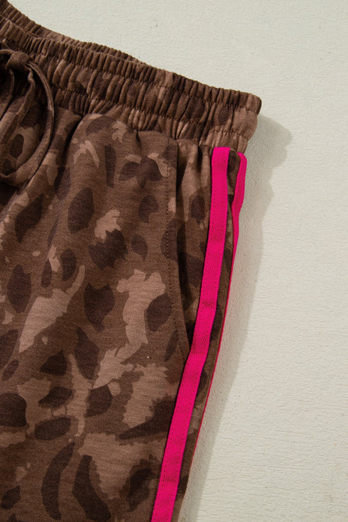 All Over Print Western Patchwork Leopard Striped Short Set