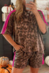 All Over Print Western Patchwork Leopard Striped Short Set