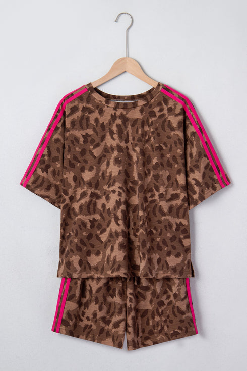 All Over Print Western Patchwork Leopard Striped Short Set