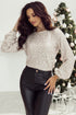 All Over Sequin Puff Sleeve Open Back Blouse