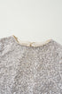 All Over Sequin Puff Sleeve Open Back Blouse