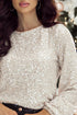 All Over Sequin Puff Sleeve Open Back Blouse