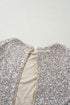 All Over Sequin Puff Sleeve Open Back Blouse