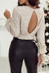 All Over Sequin Puff Sleeve Open Back Blouse