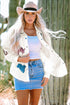 All Over Sequined Animal Print Textured Shirt Jacket