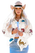 All Over Sequined Animal Print Textured Shirt Jacket