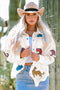 All Over Sequined Animal Print Textured Shirt Jacket
