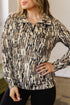 Allover Camo Zipper Collar Front Pocket Pullover Sweatshirt