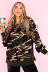 Allover Camouflage Print Round Neck Relaxed Pullover Sweatshirt