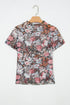 Allover Floral Print Sheer Mesh Short Sleeve Top