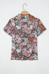 Allover Floral Print Sheer Mesh Short Sleeve Top