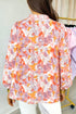 Allover Floral Print Southern V Neck Long Sleeve Shift Blouse