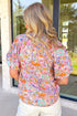 Allover Floral Print Southern V Neck Short Sleeve Shift Blouse